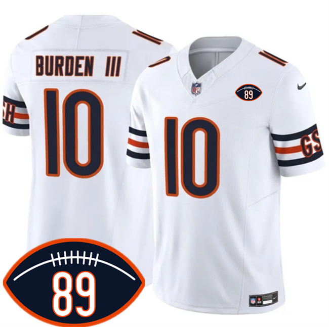 Men's White Chicago Bears #10 Luther Burden III 2026 F.U.S.E. With Mike Ditka 89 Patch Vapor Untouchable Limited Stitched Football Jersey